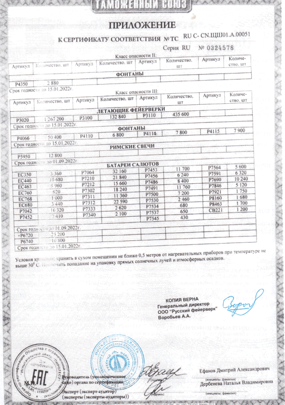 Сертификат соответствия № 0324578  - Дмитровск | dmitrovsk.salutsklad.ru 